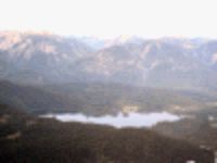 a mountain & lake view